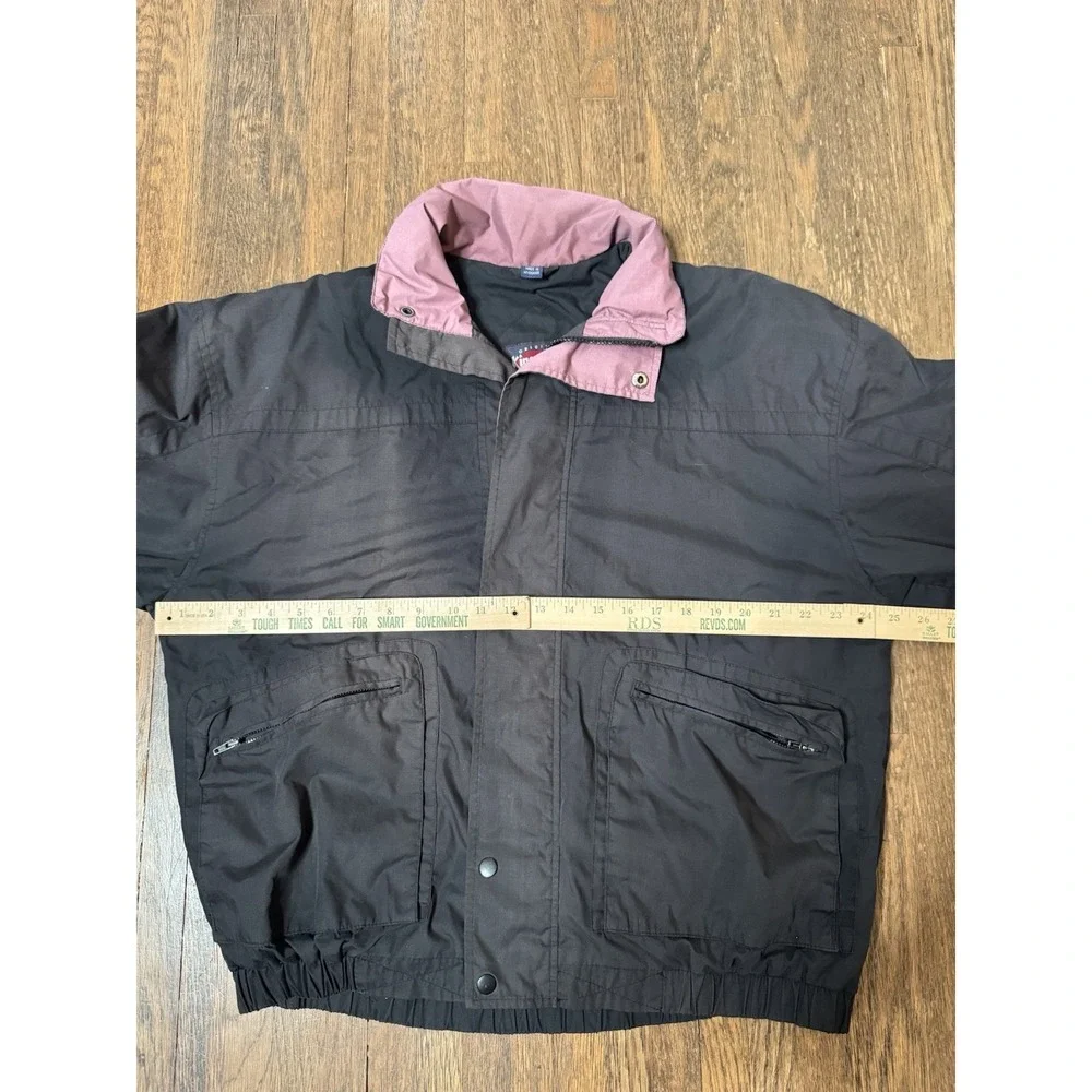 King Louie Vintage Mens Large Jacket Black Mauve Full Zip Bomber Windbreaker L